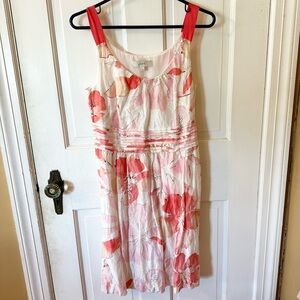LOFT white and coral floral dress